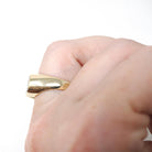 Letter "D" Ring - Estate 14k Yellow Gold Initial Monogram Signet - Contemporary Era Size 5 1/4 Diamond Encrusted Fine Statement Jewelry
