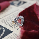 Diamond Heart Ring - Mid Century 14k Yellow & White Gold Sweetheart Promise Love - Vintage Circa 1950s Era Size 4 3/4 Statement Fine Jewelry