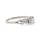 Vintage Wedding Set - Mid Century 14k White Gold Natural Diamonds Matching Engagement Ring & Band - Circa 1950s Size 7.5 Bridal Fine Jewelry