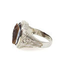 Art Deco Ring - Vintage 14k White Gold Double Cameo Brown White Natural Sardonyx - Circa 1930s Size 9 1/4 Helen & Paris Of Troy Fine Jewelry