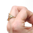 Vintage Cameo Ring - Retro 10k Yellow Gold Diamond Oval Carved Shell - Circa 1940s Era Size 8 Woman Portrait Fine Floral Statement Jewelry