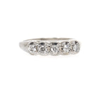 Mid Century Ring - Vintage 14k White Gold .25 CTW Diamond Row Wedding Band - Circa 1960s Size 6 Fine Stacking Bridal Statement Fine Jewelry