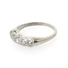 Mid Century Ring - Vintage 14k White Gold .25 CTW Diamond Row Wedding Band - Circa 1960s Size 6 Fine Stacking Bridal Statement Fine Jewelry