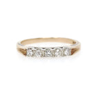 Diamond Wedding Band - Mid Century 14k Yellow & White Gold Illusion Gem Ring - Circa 1950s Era Size 6 1/4 Fine Two Tone Bridal Band Jewelry