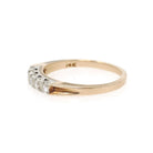 Diamond Wedding Band - Mid Century 14k Yellow & White Gold Illusion Gem Ring - Circa 1950s Era Size 6 1/4 Fine Two Tone Bridal Band Jewelry
