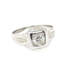 Art Deco Diamond Ring - Vintage 18k White Gold Natural .34 CT Trans Brilliant Engagement - Circa 1930s Era Size 5 Square Pinky Fine Jewelry