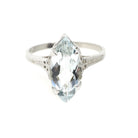 Vintage Aquamarine Ring - Art Deco 14k White Gold Light Blue Marquise Gem Engagement - Circa 1930s Era Size 7 March Birthstone Fine Jewelry