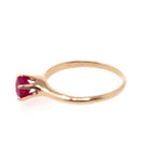Ruby Solitaire Ring - Retro 10k Yellow Gold Round Faceted .92 CT Red Stone - Circa 1940s Size 7 July Birthstone OB Solitaire Fine Jewelry