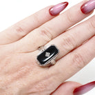 Vintage Flip Ring - Art Deco 14k White Gold Two Sided Shell Cameo Black Onyx Natural Diamond - Circa 1930s Size 6 1/2 Filigree Fine Jewelry