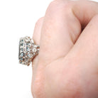 Aquamarine Flower Ring - Contemporary 14k White Gold Natural Oval 6.30 CT Solitaire - Circa 2000's Size 4 1/2 March Birthstone Fine Jewelry