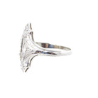 Antique Shield Ring - Art Deco 18k White Gold Platinum .32 CTW Diamond Filigree Statement - Circa 1920s Era Size 6 1/4 Cocktail Fine Jewelry
