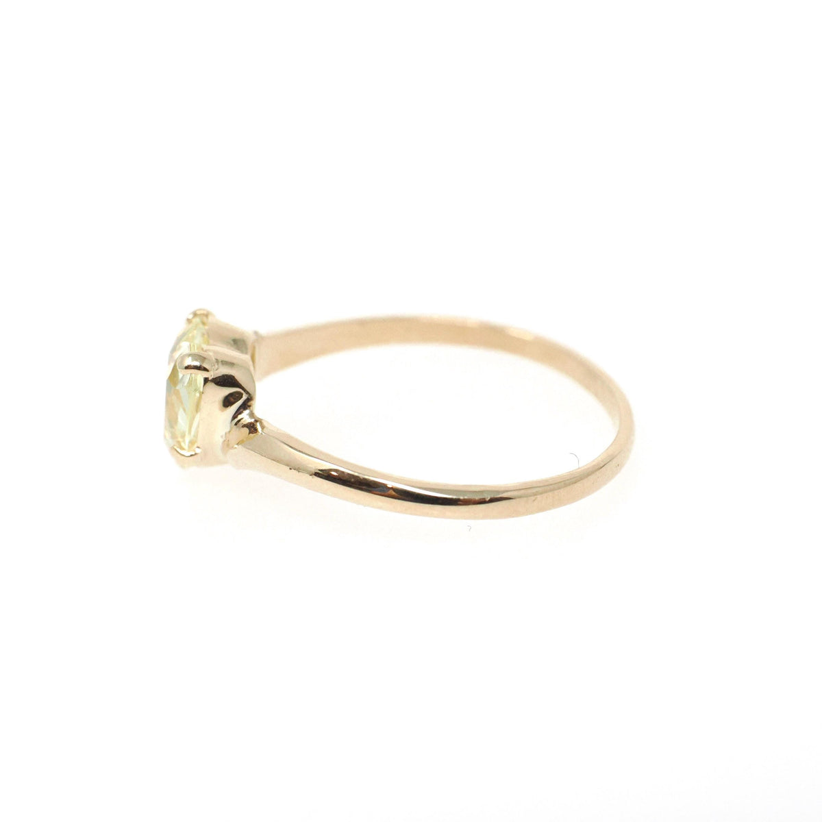 Vintage Heart Ring - Mid Century 10k Yellow Gold Light Green Created Spinel Bypass - Circa 1960s Size 6 1/2 August Birthstone Fine Jewelry