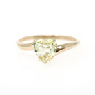 Vintage Heart Ring - Mid Century 10k Yellow Gold Light Green Created Spinel Bypass - Circa 1960s Size 6 1/2 August Birthstone Fine Jewelry