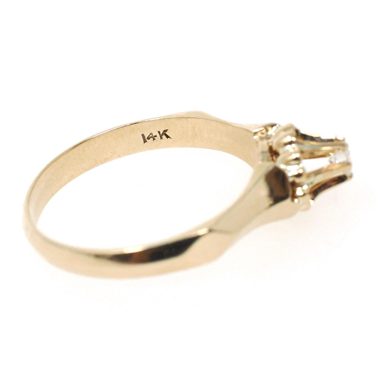 Vintage Diamond Ring - Mid Century 14k Yellow Gold Natural .08 CT Buttercup Solitaire - Circa 1950s Size 7.75 Knife Edge Flower Fine Jewelry