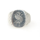 Mid Century "S" Signet Ring - Vintage Sterling Silver Oval Letter Shield Statement - Circa 1950s Era Size 9 Tapered Vargas Fine Jewelry