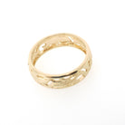 Vintage Floral Band - Mid Century Era 14k Yellow Gold Pierced Leaf & Flowers Wedding Ring - Circa 1960s Nature 5.8 MM Size 7 Fine Jewelry