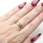 Vintage Floral Band - Mid Century Era 14k Yellow Gold Pierced Leaf & Flowers Wedding Ring - Circa 1960s Nature 5.8 MM Size 7 Fine Jewelry