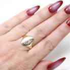 Letters "SLR" Signet Ring - Contemporary 14k Yellow Gold Oval Monogram Initials - Circa 2000's Era Size 7 Engraved Minimalist Fine Jewelry