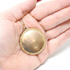 Antique Flower Locket - Edwardian Gold Filled Engraved Designs Pinstripe Pendant Necklace - Circa 1910s Era Round Keepsake Statement Jewelry