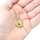 Vintage Charm Necklace - Estate 18k Yellow Gold Round Religious Faith Pendant - Bold Gold 1980s Blessed Virgin Mother Mary Fine Jewelry