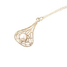 Antique Lavalier Pendant - Art Deco 9k Yellow Gold Organic Akoya Cultured 5MM Pearl Necklace - Circa 1920s Era Fine June Birthstone Jewelry