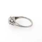 Vintage Diamond Ring - Art Deco 18k White Gold Natural .10 CT Transitional Brilliant Hex Engagement - Circa 1930s Size 5 Fine Bridal Jewelry