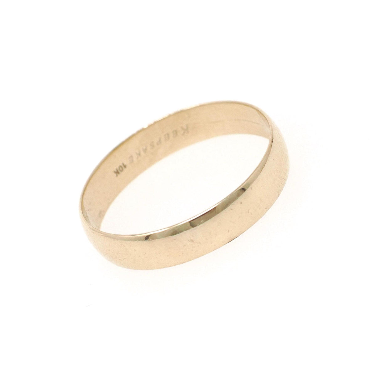 Contemporary Wedding Band - 10k Yellow Gold 4.2 MM Half Round Cigar Ring - Circa 2000s Size 9 Stacking Statement Keepsake Fine Jewelry