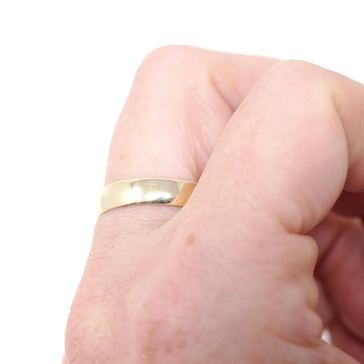 Contemporary Wedding Band - 10k Yellow Gold 4.2 MM Half Round Cigar Ring - Circa 2000s Size 9 Stacking Statement Keepsake Fine Jewelry