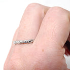 Vintage Wedding Band - Art Deco Era Platinum Engraved 2.3 MM Orange Blossom Eternity Ring - Dated 1937 Size 8.5 Bridal Floral Fine Jewelry