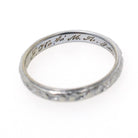 Art Deco Wedding Band - Antique 18k White Gold Orange Blossom 2.9 MM Eternity Ring - Circa 1920s Era Size 6 3/4 Engraved Bridal Fine Jewelry