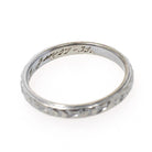 Art Deco Wedding Band - Antique 18k White Gold Orange Blossom 2.9 MM Eternity Ring - Circa 1920s Era Size 6 3/4 Engraved Bridal Fine Jewelry