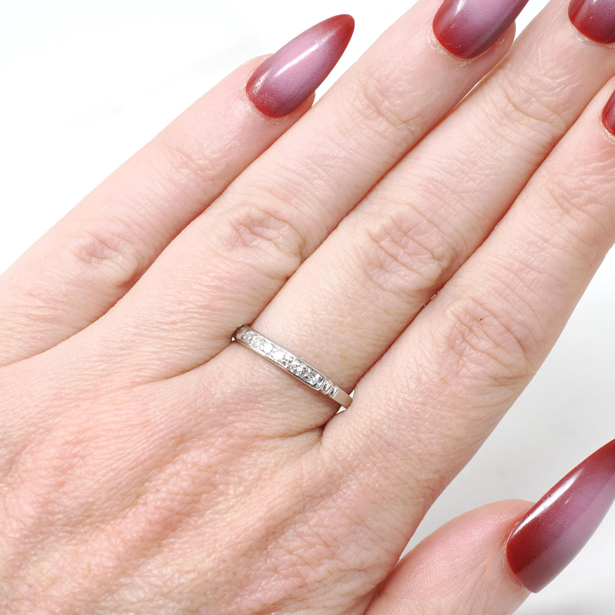 Vintage Diamond Band - Art Deco Platinum .20 CTW Bead Set Wedding Ring - Dated 5-31-1935 Era Size 6 Stacking Fine Bridal Jewelry