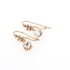 Victorian Paste Earrings - Antique 10k Rosy Yellow Gold Dangle Drops - Circa 1890s Era Faceted Old Mine Clear Glass Candlelight Fine Jewelry