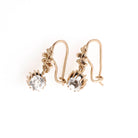 Victorian Paste Earrings - Antique 10k Rosy Yellow Gold Dangle Drops - Circa 1890s Era Faceted Old Mine Clear Glass Candlelight Fine Jewelry