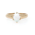 Antique Opal Ring - Edwardian 10k Yellow Gold Cabochon .46 CT Gemstone - Circa 1910s Era Size 5.75 October Birthstone Solitaire Fine Jewelry