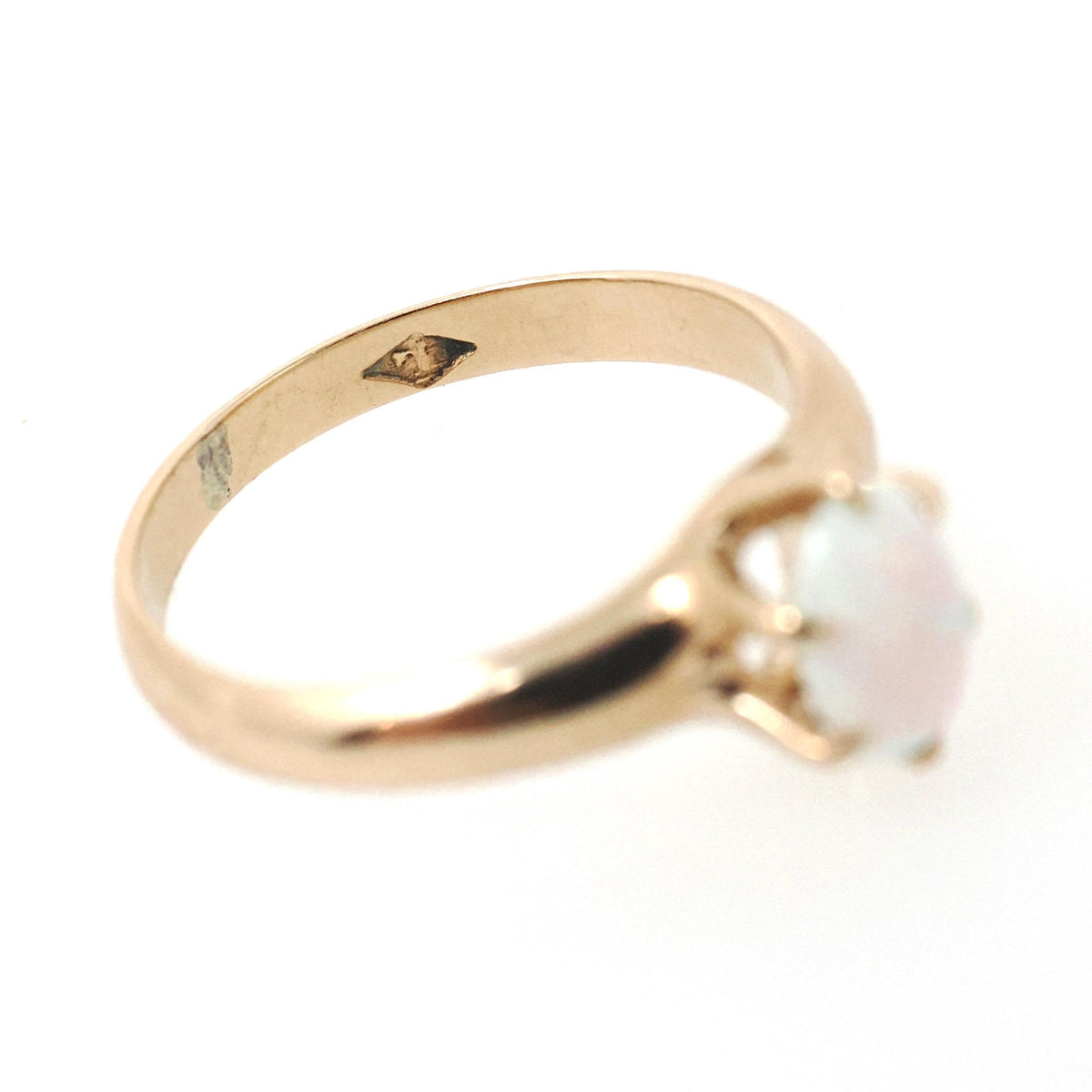 Antique Opal Ring - Edwardian 10k Yellow Gold Cabochon .46 CT Gemstone - Circa 1910s Era Size 5.75 October Birthstone Solitaire Fine Jewelry