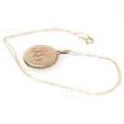 Antique Monogrammed Locket - Edwardian Gold Filled Round SJG Engraved Photo Pendant Necklace - Antique 1910s Era Photograph Keepsake Jewelry
