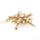Vintage Opal Necklace - Mid Century 14K Yellow Gold Natural Cabochon Cut Gems - Circa 1960s Era Snowflake Pendant Charm Fine Star Jewelry