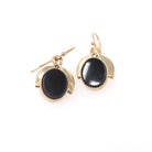 Vintage Onyx Earrings - Modernist 14k Gold Filled Black Chalcedony Gemstone Drops - Circa 1960s Era Nature Inspired Dangle Wire Back Jewelry