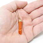 Mano Figa Pendant - Modernist 18k Yellow Gold Natural Coral Good Luck Necklace Charm - Vintage Circa 1970s Era Symbolic Hand Fine Jewelry