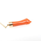 Mano Figa Pendant - Modernist 18k Yellow Gold Natural Coral Good Luck Necklace Charm - Vintage Circa 1970s Era Symbolic Hand Fine Jewelry