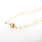 Cultured Pearl Necklace - Contemporary 14k Yellow Gold Ball Clasp 4.75 MM Knotted Strand - Circa 1990s Organic Gem 18" Inch 90s Fine Jewelry