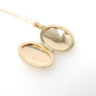 Flower Photo Locket - Contemporary 10k Yellow Gold Oval Pendant Necklace - Circa 2000s Era Paisley Design Photograph Keepsake Fine Jewelry