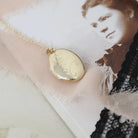 Flower Photo Locket - Contemporary 10k Yellow Gold Oval Pendant Necklace - Circa 2000s Era Paisley Design Photograph Keepsake Fine Jewelry