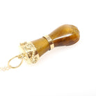 Mano Figa Pendant - Modernist 18k Yellow Gold Natural Tiger's Eye Good Luck Charm - Vintage Circa 1970s Era Symbolic Hand Fine Jewelry