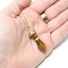Mano Figa Pendant - Modernist 18k Yellow Gold Natural Tiger's Eye Good Luck Charm - Vintage Circa 1970s Era Symbolic Hand Fine Jewelry