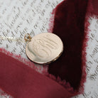 Antique Monogrammed Locket - Edwardian Gold Filled Round Engraved "LBS CRW" Pendant Necklace - Antique Early 1900s Photograph Fine Jewelry