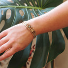 Edwardian Bangle Bracelet - Antique Yellow Gold Filled Floral Wrap Hinged Design - Circa 1910s Simulated Gemstones Fashion Accessory Jewelry