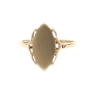 Blank Signet Ring - Modernist 10k Yellow Gold Navette Marquise Scallop Shield - Vintage Circa 1970s Size 4 3/4 Personalizable Fine Jewelry