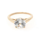 Vintage Zircon Ring - Contemporary 14k Yellow Gold Dispersion Gemstone Solitaire - Estate 2000s Size 6.5 Alternative Engagement Fine Jewelry